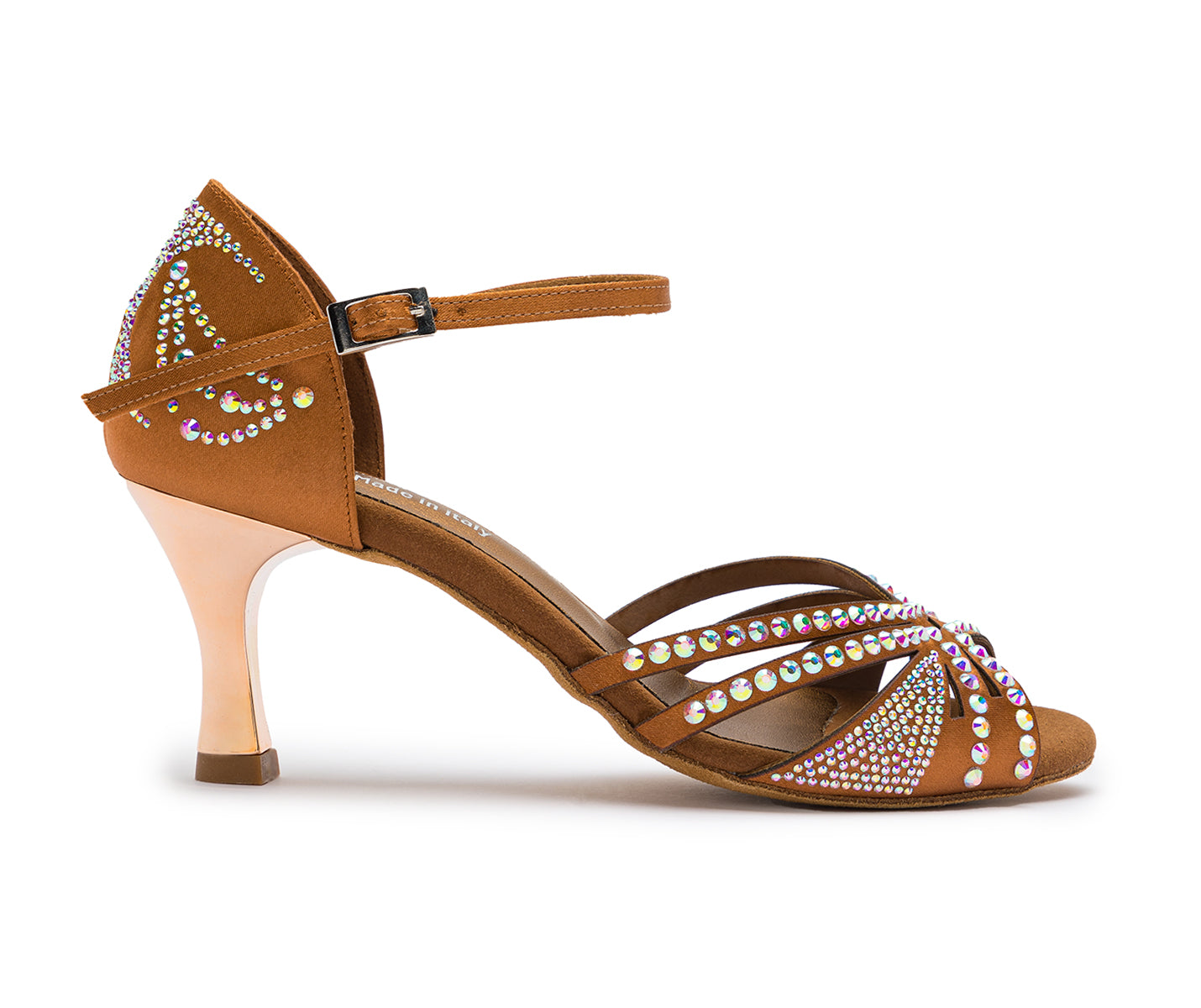 DQ L3m dance shoes in Tan with rhinestones