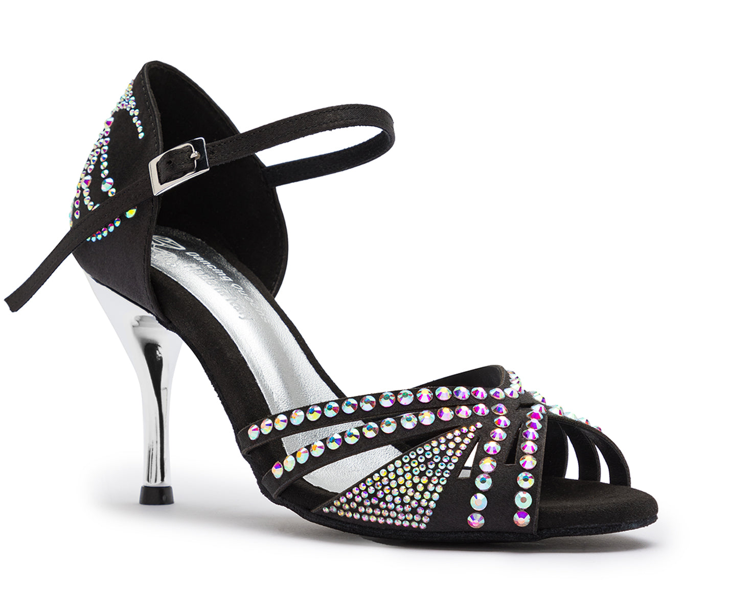 DQ L3m dance shoes in black with rhinestones