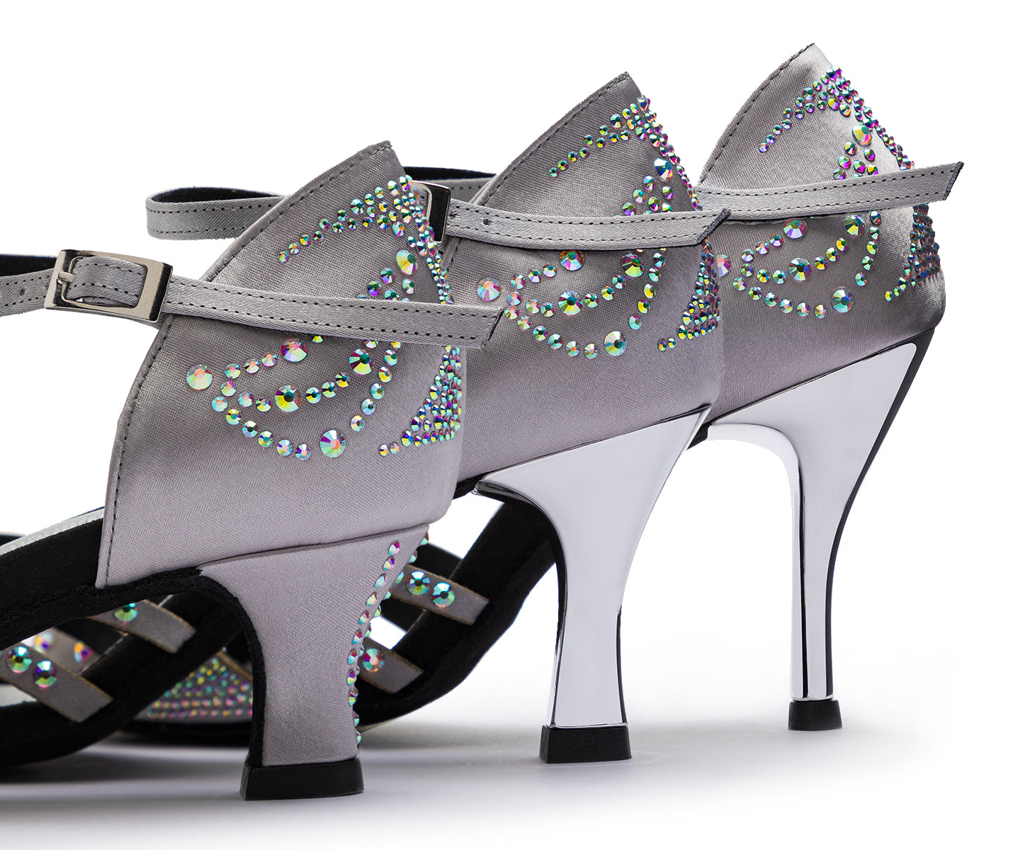 Scarpe da ballo DQ L3M in argento con strass