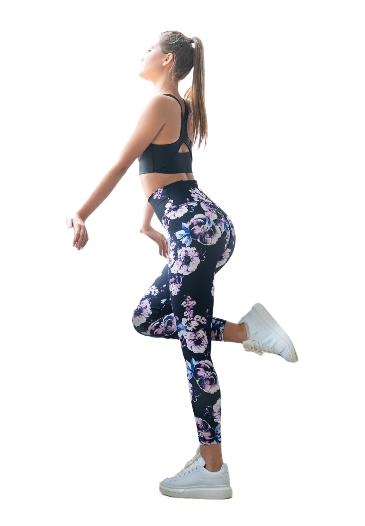 334 high waist leggings in black, blue, pink fan