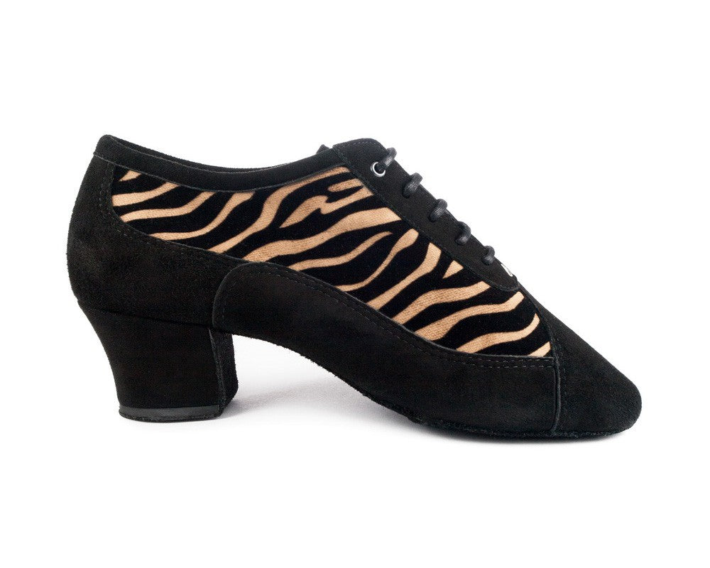 PD703 Zapatos de baile en negro Nubuck Tiger